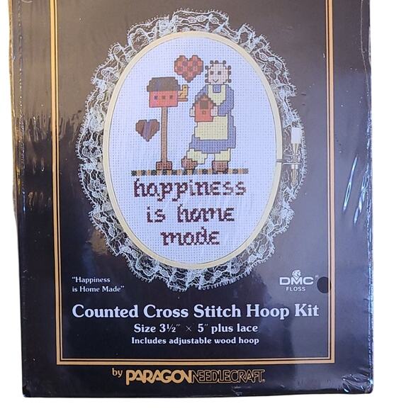 Vintage home craft decor cross stitch hoop kit - Picture 3 of 5